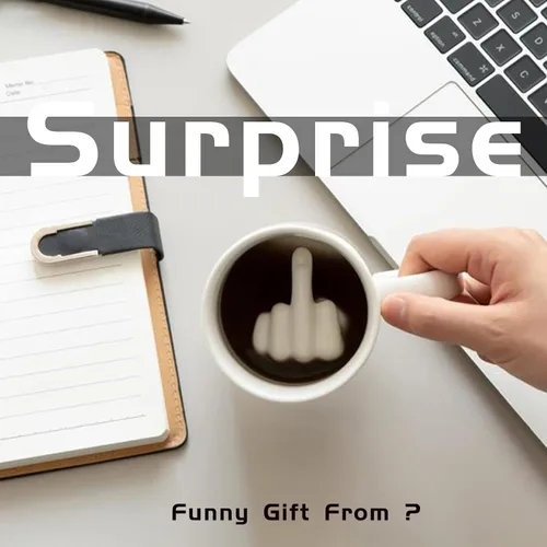 Vista 4 de ZFBIRD Taza de café de cerámica con el dedo medio, divertida taza grosera para adultos, regalo de broma para hombres y mujeres, ideal para Navidad