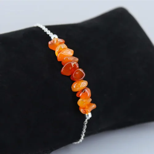 Vista 6 de Gempires Real Carnelian Bar Bracelet, Energy Healing Crystals With 7 + 1 Inch Silver Plated Adjustable Chain (Carnelian)
