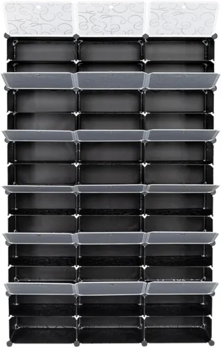 Vista 5 de CONFIAR Estante organizador portátil de 12 niveles, 72 pares, 36 rejillas, estante de almacenamiento de torre, soporte expandible para tacones