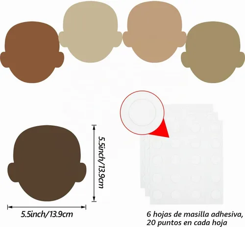 Vista 2 de Outus 100 piezas de recortes creativos multiculturales con forma de cara