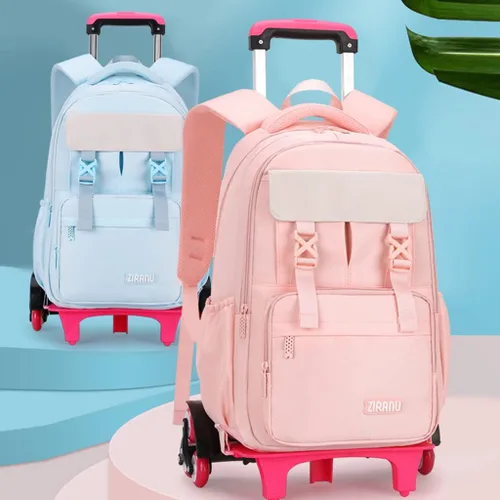 Vista 2 de Mochila con ruedas para niñas, capacidad escolar, bolsas de primaria con ruedas, 6 ruedas-morado, Six Wheels