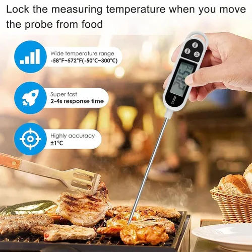 Vista 8 de Termómetros de lectura instantánea Pantalla LCD Termómetro digital para alimentos con sonda de 5.5 pulgadas de largo Termómetro de cocina Medidor