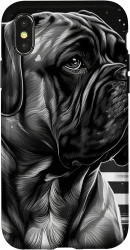 Vista 5 de iPhone 16 Bullmastiff Dog Black And White American Flag Bullmastiff Case