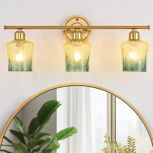 Vista 9 de Lámpara de baño de 3 luces, lámpara de tocador negra mate con pantalla de vidrio gris, moderna lámpara de pared de baño E26 para sobre espejo