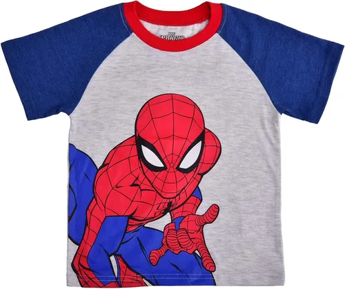 Vista 2 de Marvel Spider-Man - Conjunto de camiseta y pantalón deportivo de manga corta para niños pequeños y grandes - AzulRojoGris