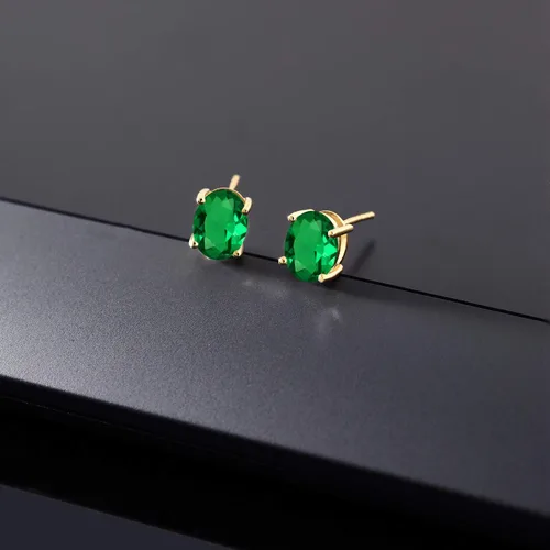 Vista 315 de Gem Stone King Aretes de oro de 14 quilates con piedra natal ovalada de 0.315 x 0.236 in Aretes de oro para mujer