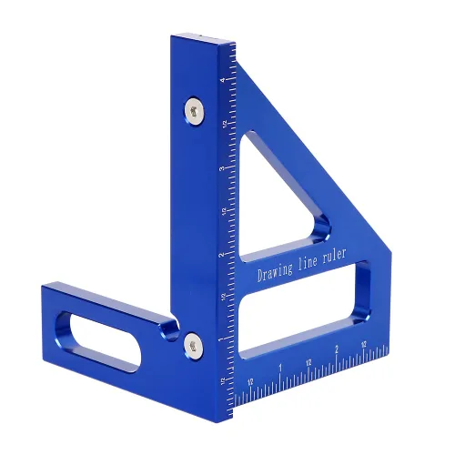Vista 9 de Regla de medición multiángulo imperial 3D de 6 pulgadas, transportador cuadrado de carpintería de aleación de aluminio de 45/90 grados, línea
