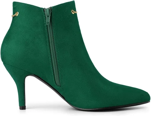 Vista 6 de Allegra K Botines de tacón de aguja con cremallera lateral y punta puntiaguda para mujer
