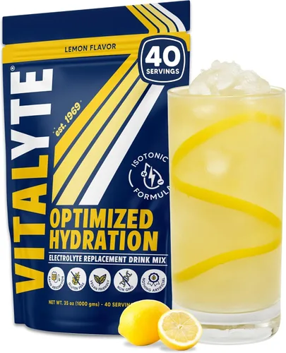 Vista 24 de Polvo para preparar bebida natural de electrolitos, libre de gluten, contenedor con 80 porciones, marca Vitalyte, cítrico (Cool Citrus)