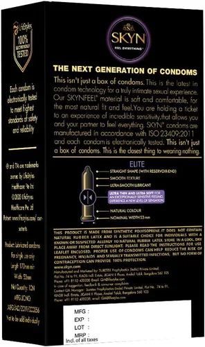 Vista 7 de SKYN Preservativos extra tachonados de 22 unidades ultra finos de tacto natural con SKYN Elite 10 condones de poliisopreno lubricados de alta calidad