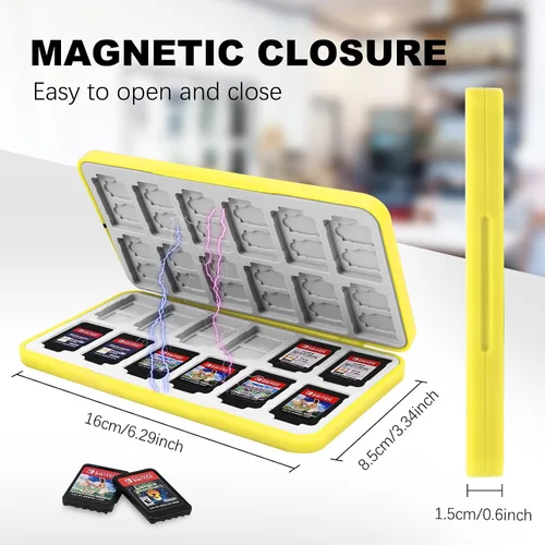 Vista 3 de FYY Nintendo Switch Game Case - Yellow Nintendo Switch Game Holder for Nintendo Switch Cartridge Case with 24 Game Card Slots & 48 Micro SD Card