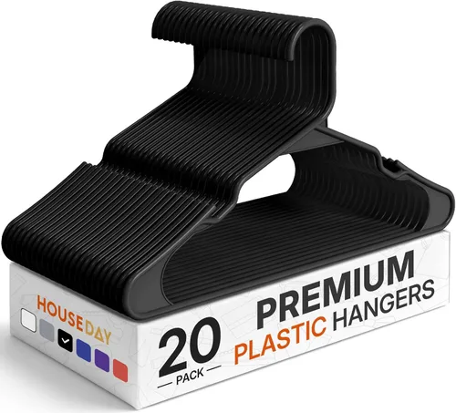 Vista 15 de HOUSE DAY Perchas de Plástico Premium Paquete de 10, Perchas para Ropa que Ahorran Espacio, Colgador Resistente para Abrigos - Organizadores