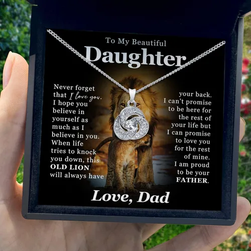Vista 2 de TRYNDI Collar con texto en inglés "To My Beautiful Daughter", regalo del día de San Valentín para hija, para mi hija de papá, regalos para la mejor