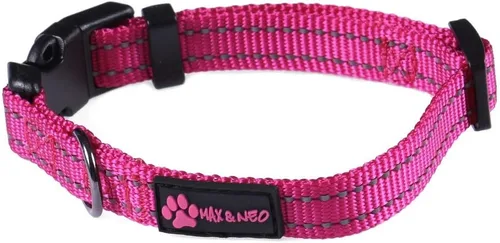 Vista 3 de Max and Neo NEO - Collar reflectante con hebilla de nailon para perro, donamos un collar a un rescate de perros por cada collar vendido (XS, negro)