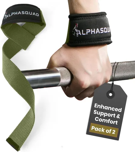 Vista 11 de ALPHASQUAD Correas de levantamiento para levantamiento de pesas – Correas de muñeca resistentes para levantamiento de pesas con envolturas
