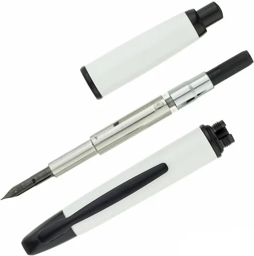 Vista 4 de Pilot Namiki Vanishing Point - Pluma estilográfica, blanco y negro, punta de 1.1 puntas de 18 quilates