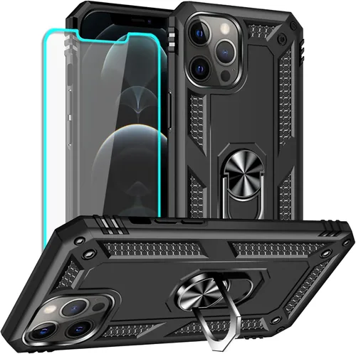 Vista 14 de Yiakeng Funda para iPhone 12 Mini: Funda para iPhone 12 Mini con protector de pantalla HD, fundas protectoras de grado militar con anillo para Verde