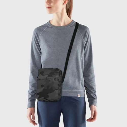 Vista 8 de Bolso tipo mensajero de camuflaje negro y gris para mujeres y hombres, bolso cruzado para el hombro, cartera para teléfono celular, bolso lateral