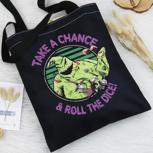 Vista 6 de BWKTOP Funny Ghost Tote Bag - Ghost Fans Gift: Take A Chance And Roll The Dice