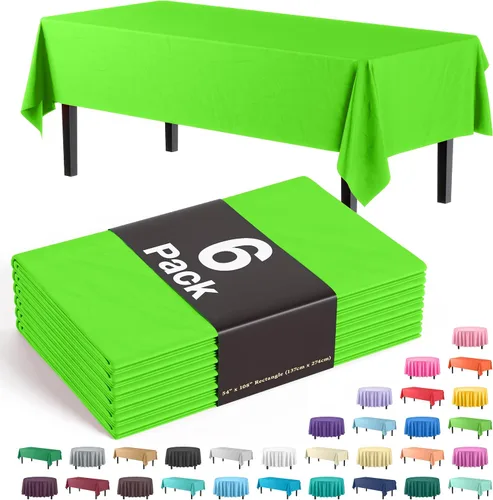 Vista 18 de Party Solids Paquete de 6 manteles de plástico prémium de 54 pulgadas x 108 pulgadas. Cubierta de mesa rectangular de plástico - Aqua