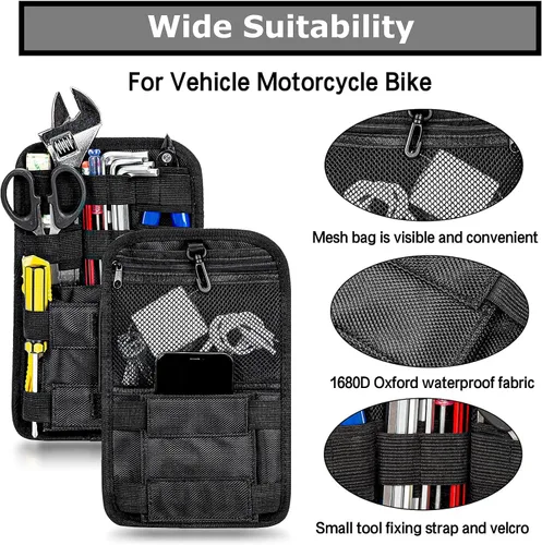 Vista 3 de PSLER Organizadores de alforjas, bolsas internas para sillín pequeñas, bolsas organizadoras para vehículos, motocicletas, bicicletas, paquetes de 2
