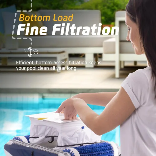 Vista 35 de Dolphin E10 - Aspiradora robótica automática para piscina, cepillo de limpieza activo, acceso a filtros de carga superior, ideal para piscinas sobre