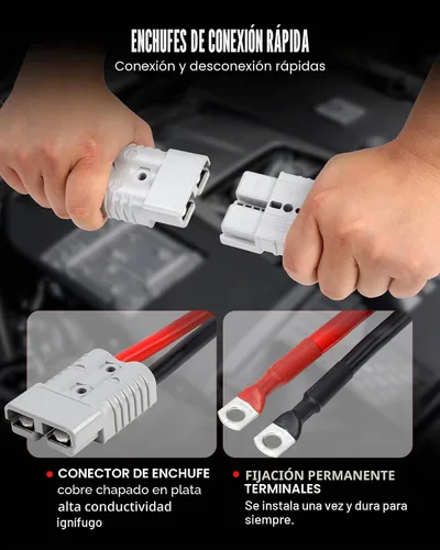Vista 3 de NoOne cables de arranque resistentes para camiones diésel - cables de batería de refuerzo de calibre 1 y 25 pies extra largos con kit de instalación