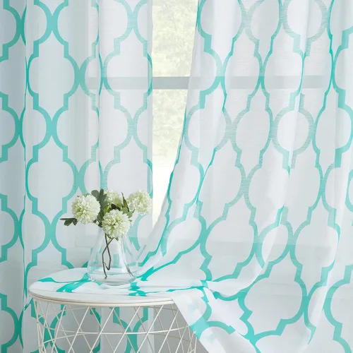 Vista 5 de [Usado] Metro Parlor - Cortinas de lino semitraslúcidas de 63 pulgadas de largo, 2 paneles para sala de estar, dormitorio; patrón de granja