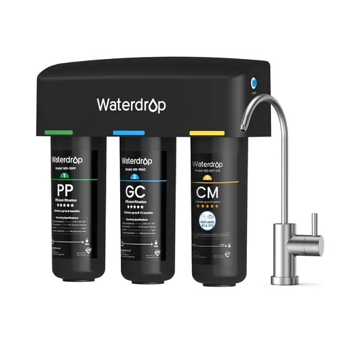 Vista 11 de Sistema de filtro de agua para debajo del fregadero Waterdrop TSU 0,01 μm, 3 etapas de alta capacidad para eliminar el 99,99 % de contaminantes más