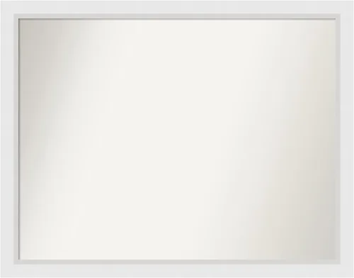 Vista 378 de Amanti Art Espejo de baño blanco para sobre el fregadero, 24 x 26 pulgadas, espejo rectangular blanco y blanco, marco de madera contemporáneo