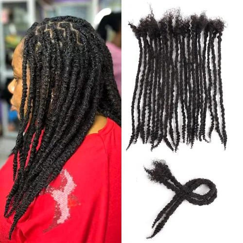 Vista 20 de Extensiones de cabello humano texturizado con extremos rizados, extensiones de cabello humano completamente hechas a mano para mujeres/hombres, se