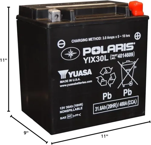 Vista 10 de Polaris 12V 30Ah Batería sellada recargable AGM para modelos específicos de Sportsman, Scrambler, ACE, RANGER, RZR, moto de nieve, Slingshot