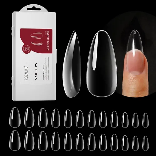 Vista 10 de ROSALND - 264 puntas de uñas postizas largas transparentes con forma de ataúd, uñas postizas acrílicas de cobertura completa con caja, 12 tamaños