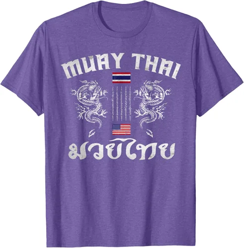 Vista 11 de Camiseta de equipo de entrenamiento de boxeo Muay Thai con bandera estadounidense de Tailandia, Negro, S