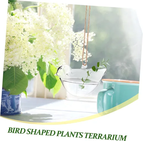 Vista 7 de Alipis 2pcs Hanging Glass Flower Pot Bird Shape Hydroponic Planter for Indoor Home Decor Creative Terrarium Container for Succulent Plants