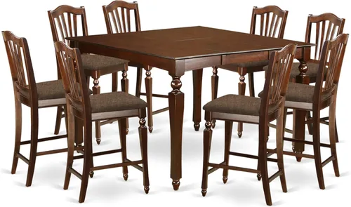 Vista 8 de East West Furniture CHEL5-BLK-LC - Juego de mesa de comedor de 5 piezas de altura de mostrador, incluye una mesa de cocina cuadrada con hojas