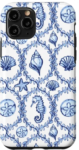 Vista 26 de Funda náutica para iPhone 12 Pro Max Coastal Nieta Preppy Shells náutica blanca azul mar