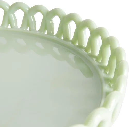 Vista 5 de Martha Stewart Highbrook 8.5" Handmade Jadeite Glass Cake Stand Verde (8.5")