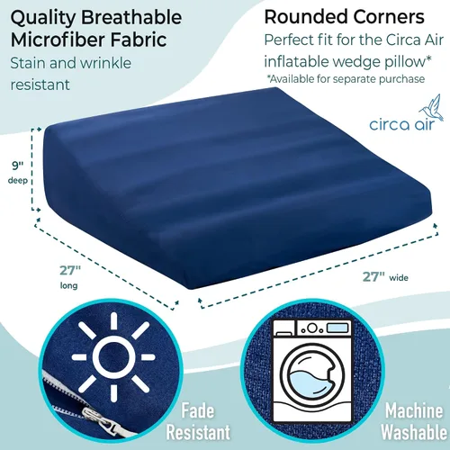 Vista 3 de Funda de almohada de cuña, ultra suave, 100 % microfibra, funda de almohada de cuña (27 x 27 x 8), funda con cremallera, extra ancha grande