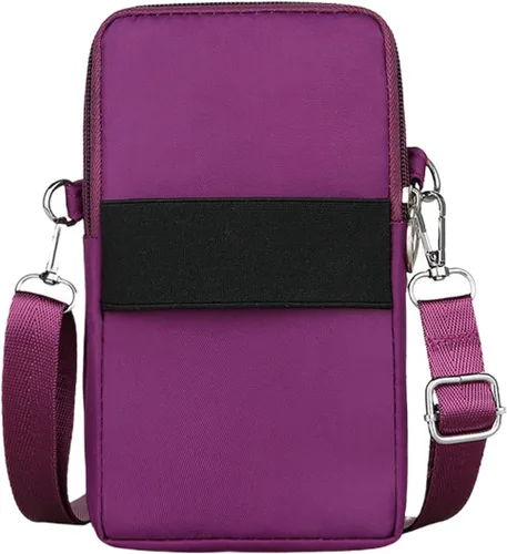 Vista 5 de JUMISEE Bolsa cruzada de 3 capas para teléfono celular, cartera de nailon, para teléfono inteligente