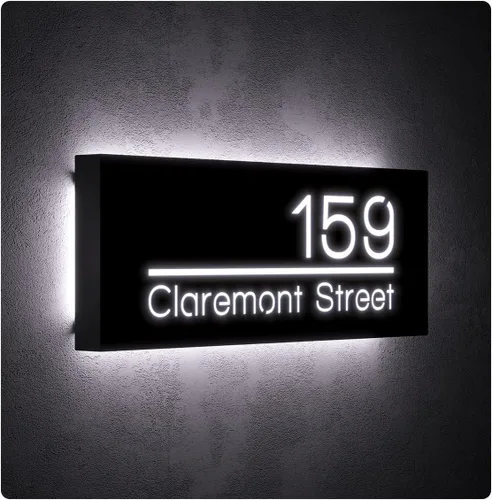 Vista 11 de Números LED de casa de 12 V para la calle retroiluminada, personalizada, números de casa modernos, placa de dirección iluminada con LED