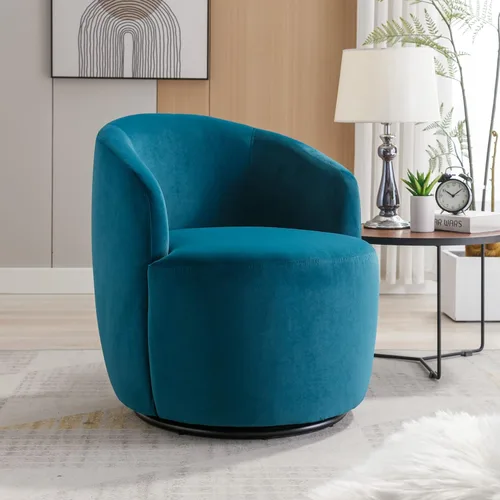 Vista 71 de Silla giratoria decorativa, moderna silla tapizada de barril con respaldo ergonómico y cojín cómodo, sillón individual de ocio para sala de estar