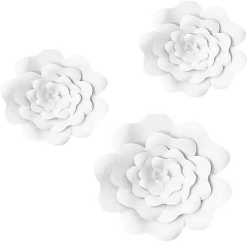Vista 12 de N/C 3 piezas de flores de papel para fiesta, flores de papel para fondo de boda, decoración DIY hecha a mano para fondo de boda, decoración de pared
