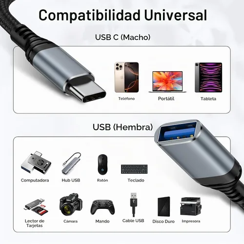 Vista 7 de Adaptador USB a USB C para iPhone 17 Pro Max/16, adaptador USB 3.0 OTG de 5 Gbps