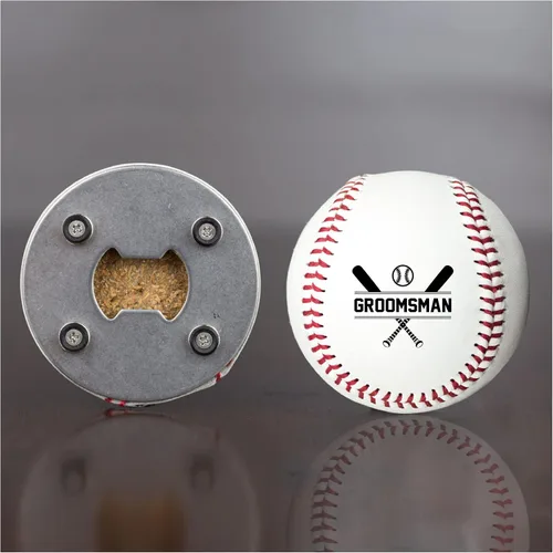 Vista 3 de Abridor de botellas de béisbol, padrinos de boda, regalo impreso para el padrino de béisbol personalizado, tamaño oficial, propuesta de boda