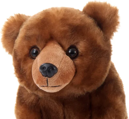 Vista 10 de The Petting Zoo Oso de peluche, regalos para niños, animales salvajes del zoológico Onez, juguete de peluche de oso marrón de 12 pulgadas