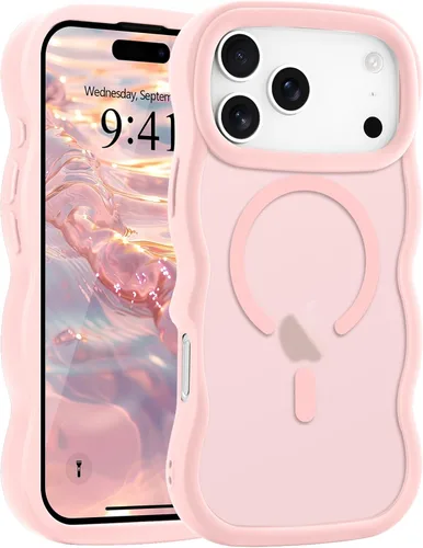 Vista 16 de Pepmune - Funda para iPhone 12 Pro Max con marco ondulado y estructura rígida, color mate claro, cubierta trasera unisex, compatible con Magsafe