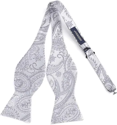 Vista 114 de HISDERN Pajaritas para hombre, corbatín de cachemira para hombre, corbata de lazo y bolsillo cuadrado, juego formal de esmoquin para boda