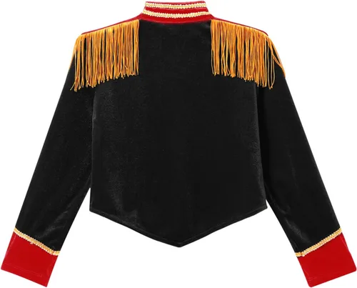 Vista 5 de Disfraz de maestra de circo para niñas, disfraz de Majorette de Drummer Team Honor Guardia de Honor, uniforme de Halloween, chaqueta con borlas