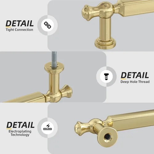 Vista 3 de Goldenwarm Paquete de 5 tiradores de gabinete dorados de 3 pulgadas, manijas de cajón de cocina, accesorios de tocador de aleación de zinc